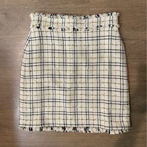 Ann Taylor Cream and Black Plaid Skirt
